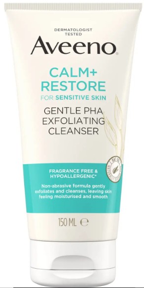 Aveeno Face Calm and Restore Gentle PHA Exfoliating Cleanser 150ml