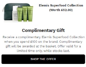 Elemis艾丽美精品套装护肤系列产品 – 折扣或者赠品提示
