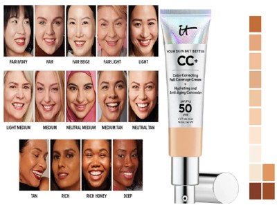 IT Cosmetics Your Skin But Better CC+ Cream with SPF50 全方位覆盖遮瑕粉底液32毫升（多种颜色可供选择）