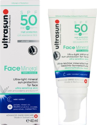 Ultrasun Mineral Face SPF50 Lotion 40ml （Ultrasun矿物防晒面霜 SPF50 （40毫升））