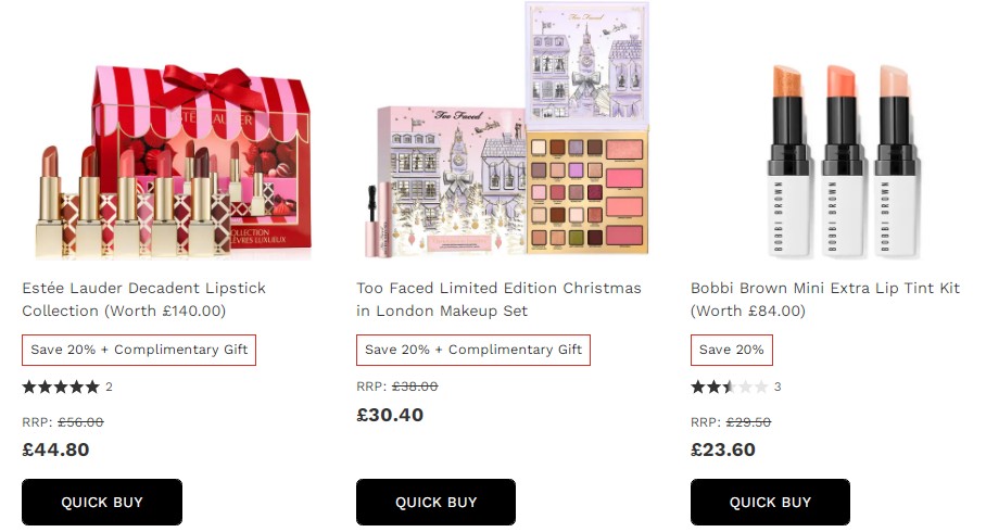 英国圣诞节折扣期间 – 美容彩妆的圣诞礼物2